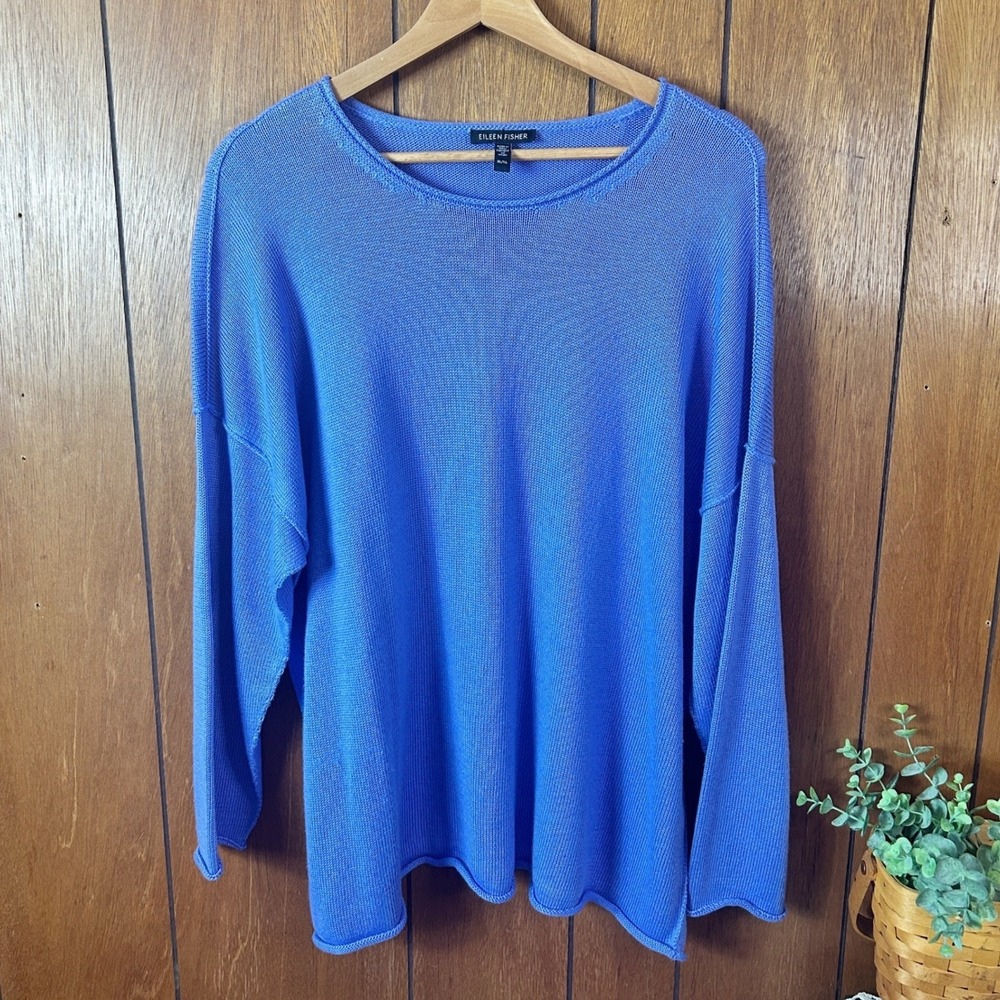 Eileen Fisher Purple Knit Oversized Sweater Top Size XL TG Casual Comfortable